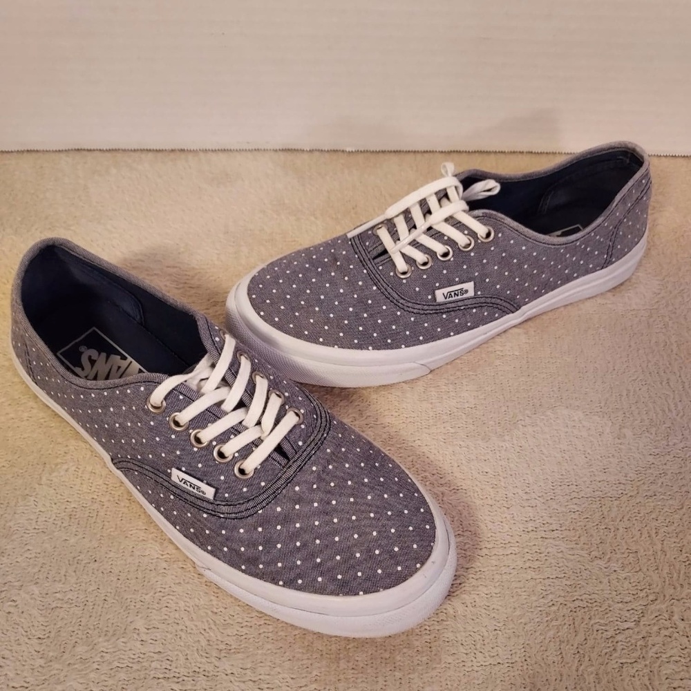 Vans Original Gray pok-a-dot canvas shoe size 8